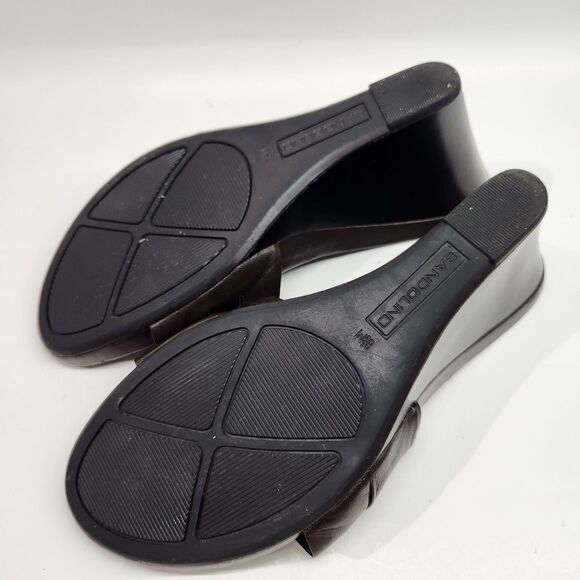 Woman's Bandolino Brown Wedge Open Toe Shoes Size 8.5M Bow Front - Picture 13 of 13